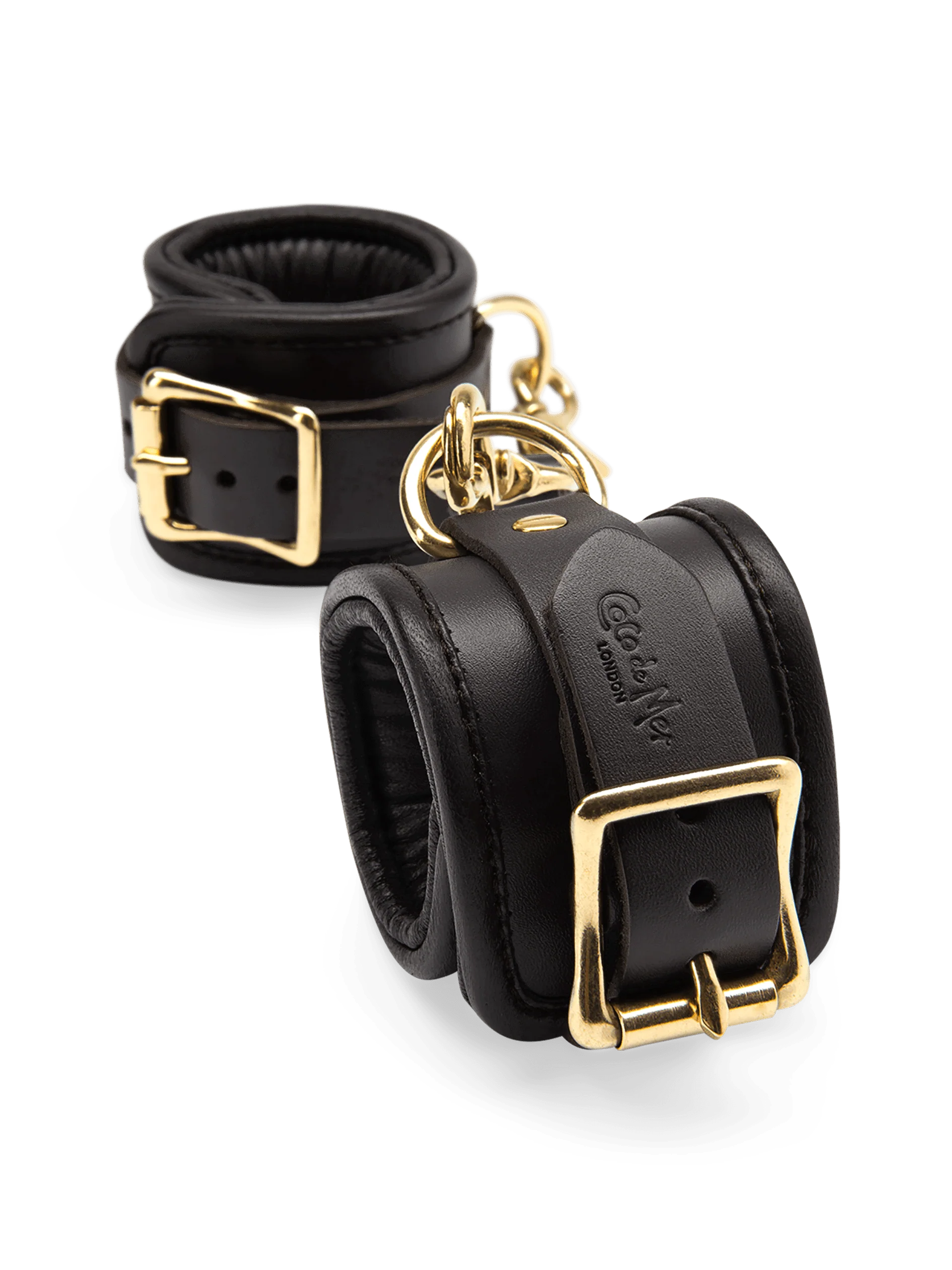 Coco de Mer Black Leather Wrist Cuffs - Image 3