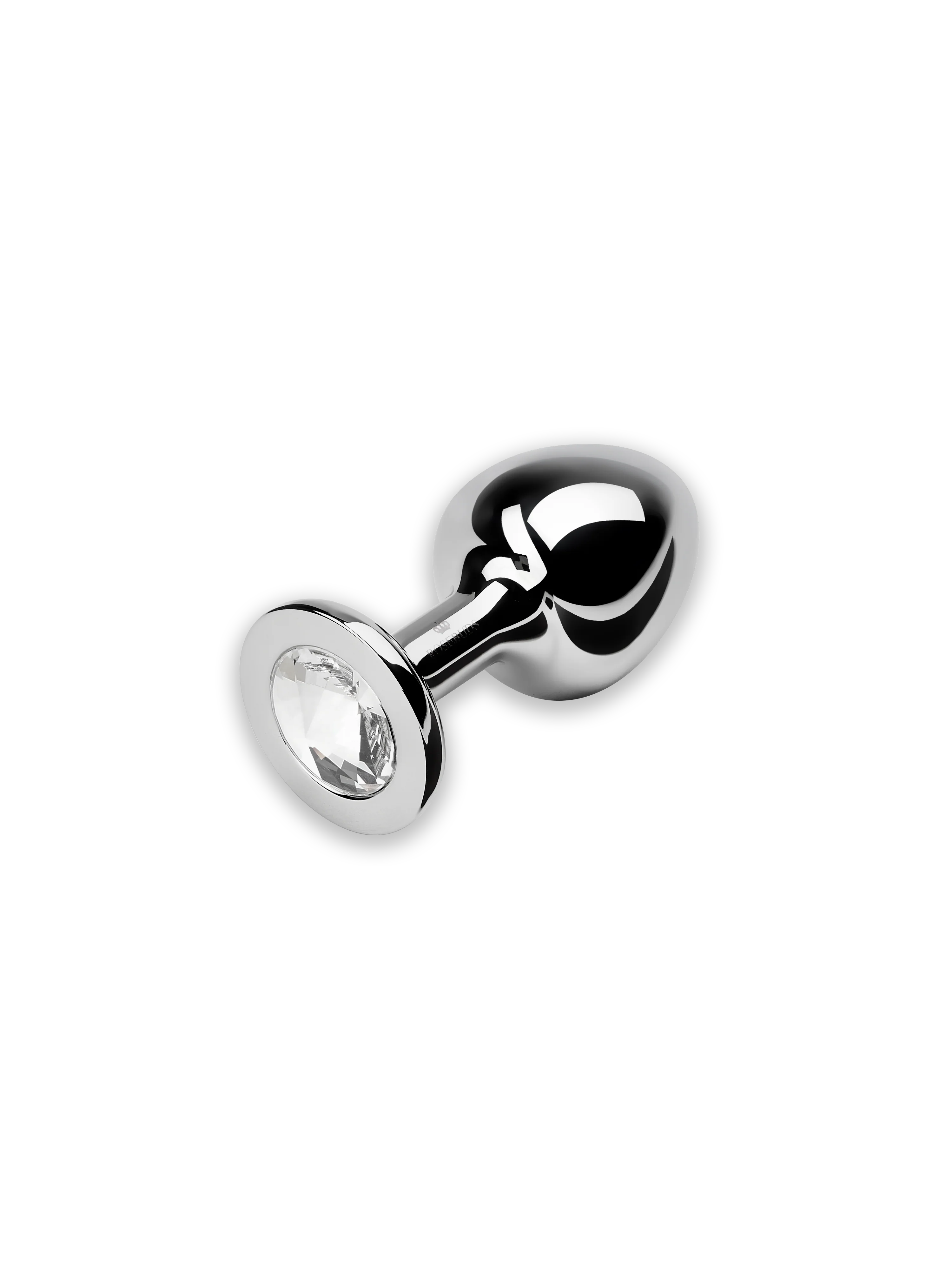Julian Snelling Small Silver Stainless Steel Butt Plug Clear Stone