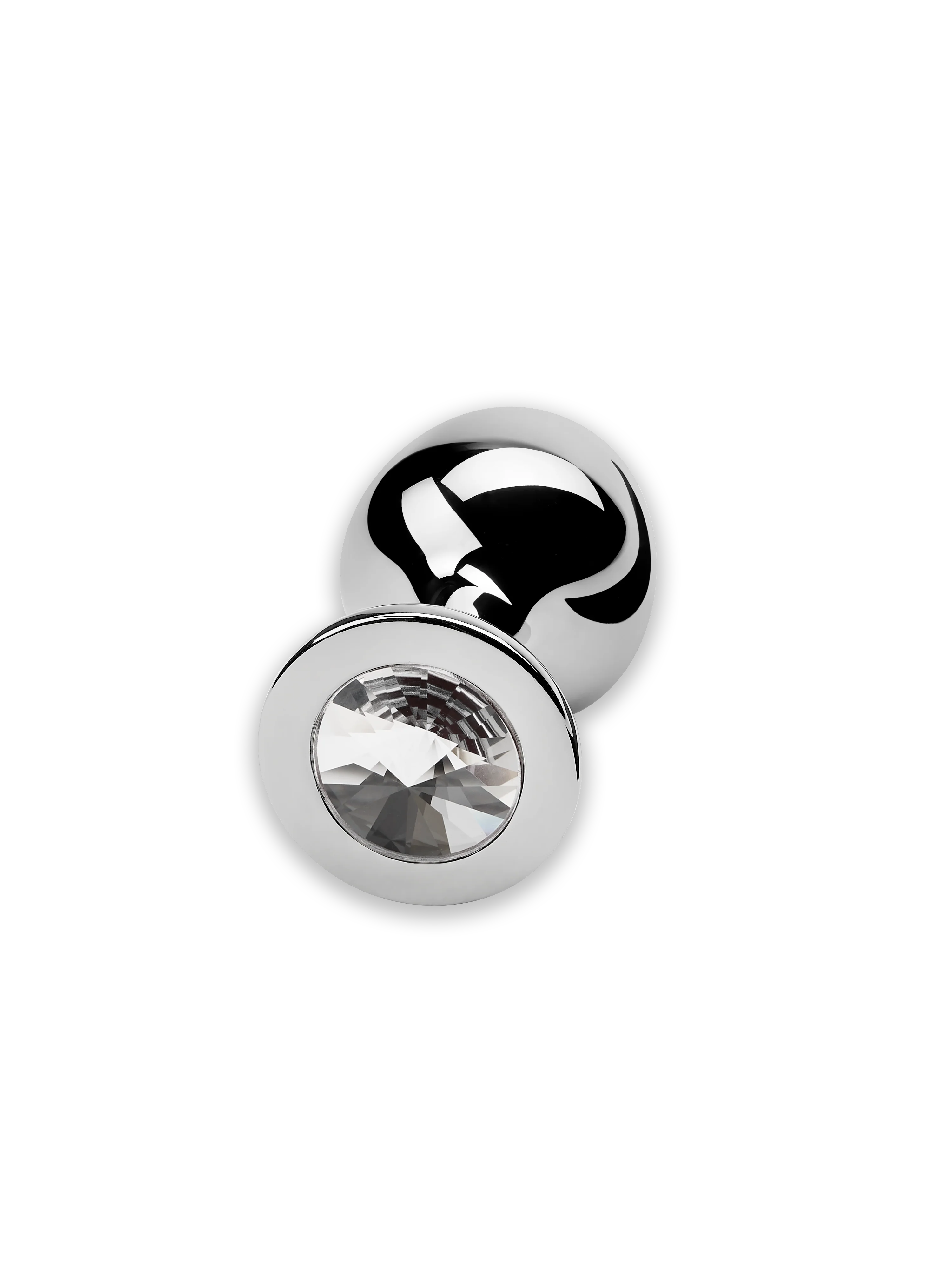 Julian Snelling Small Silver Stainless Steel Butt Plug Clear Stone - Image 2